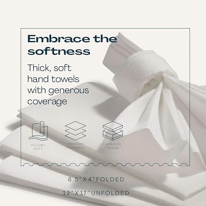 Disposable Linen-Feel Guest Towels - 12" x 17" Cloth-Like Hand Towels - Made In USA, Soft And Absorbent Paper Napkin For Bathroom, Kitchen, Or Event [Extra-Soft - Pack of 50], White