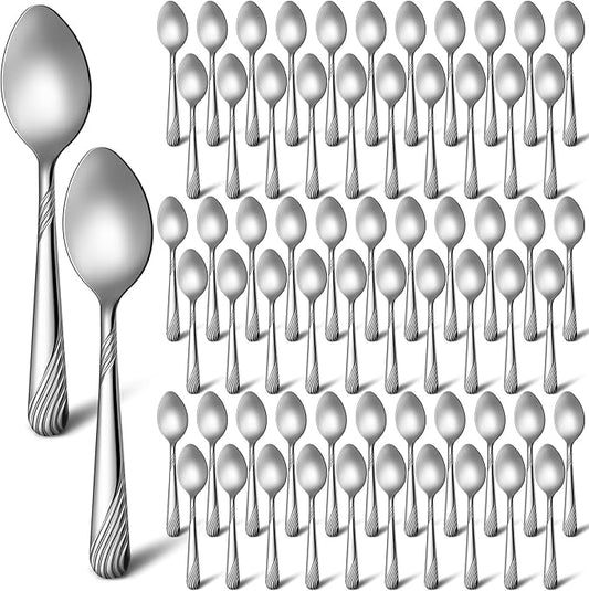 200 Pcs Dinner Spoons Set 6.7 Inches Stainless Steel Dessert Spoons bulk Silverware for Home Restaurant Kitchen Mirror Polished Dishwasher Safe