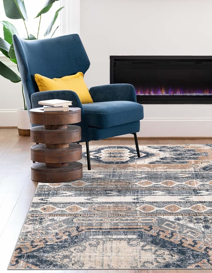 Rugs.com Oregon Collection Rug – 3x5 Navy Blue Low-Pile Rug Perfect for Entryways, Kitchens, Breakfast Nooks, Accent Pieces