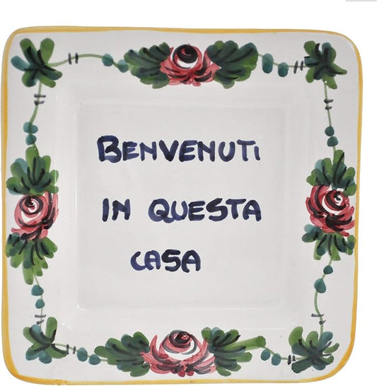 Proverb Square 5" x 5" -Benvenuti a Questa Casa - Welcome to this Home
