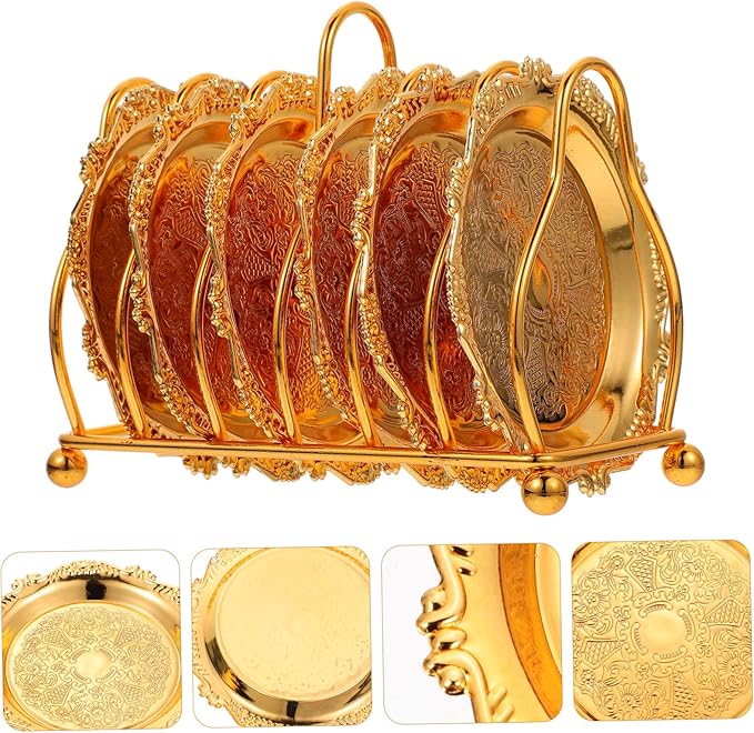 POPETPOP Golden Mini Snack Dish Set with Silver-Plated Rack Creative Food Serving Tray for Parties and Gatherings for Fruits and Appetizers