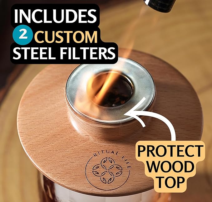 Cocktail Smoker Kit - Whiskey Bourbon Drink Smoker with Torch, Custom Top, 2 Ice Ball Makers, 4 Flavors Wood Chips - Smokers for Whiskey Drinks - Cocktail Drink Smoking Kit - Unique Gifts for Him