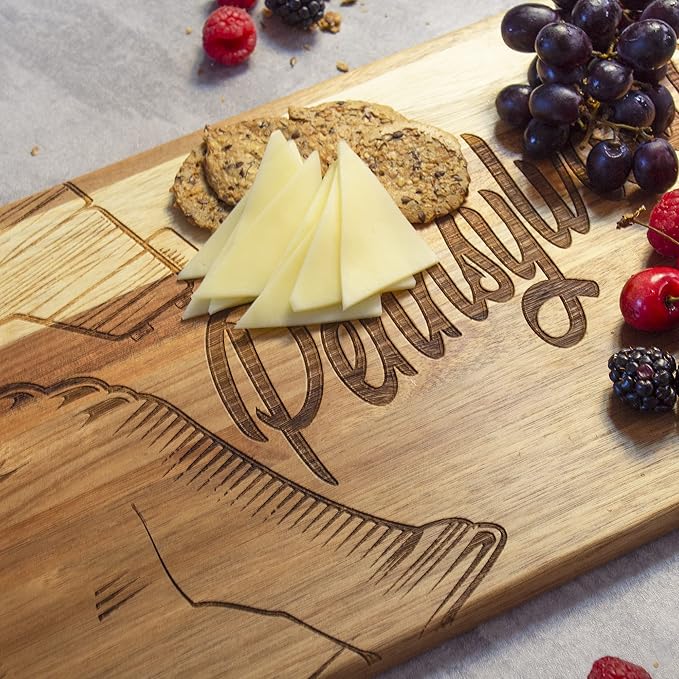 Totally Bamboo Rock & Branch Origins Series Pennsylvania State Shaped Cutting Board and Charcuterie Serving Tray, Includes Hang Tie for Wall Display