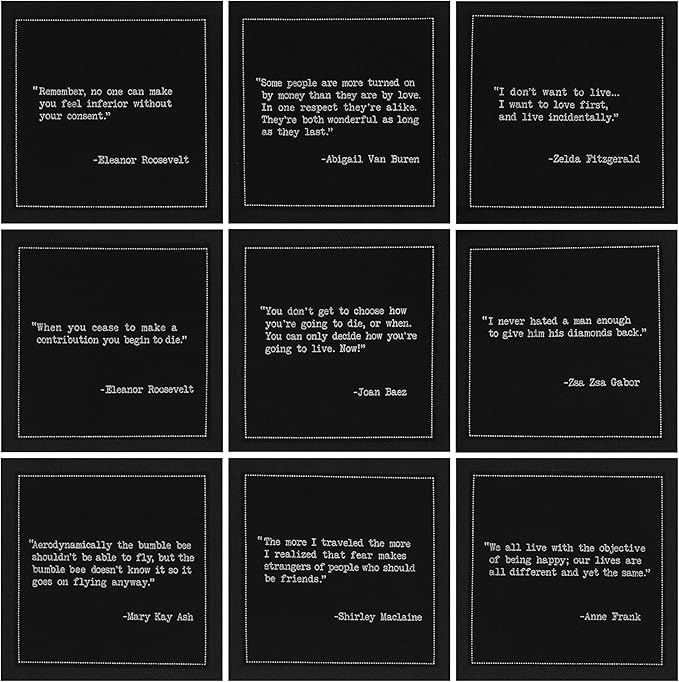 Five Star Funny Inspirational Quotes | Black Cotton Cocktail Napkins | 50 Luxury Disposable Beverage Napkins with Witty Bar Quotes | Drink Napkins for Parties, Bars, Weddings & Game Nights