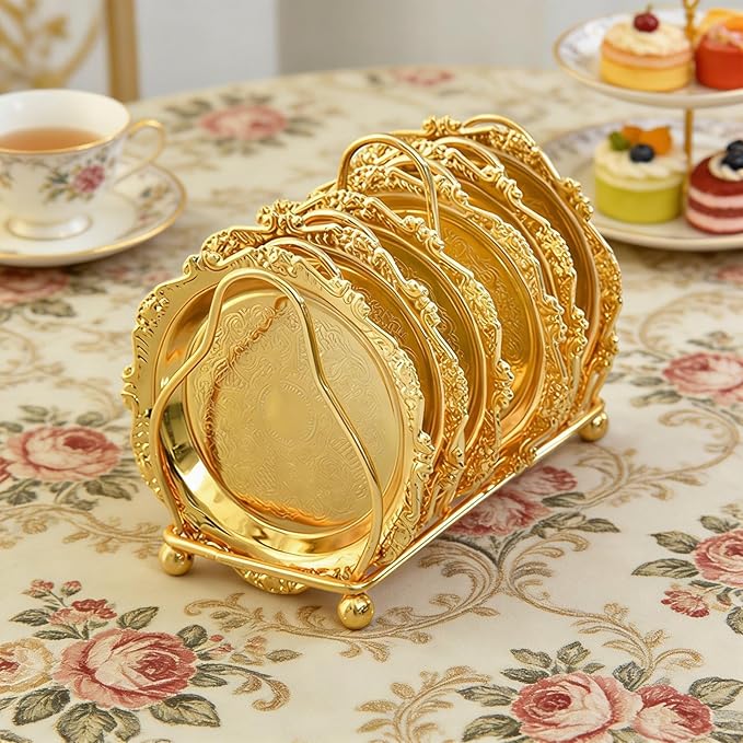 Retro Serving Tray, Stainless Steel Snack Platter, Metal Serving Platters, for Homeowners Home Apartment Kitchen Dining Table Bar Office Buffet Entertainers Dinner Party Wedding