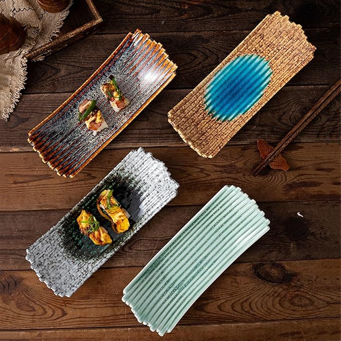 Sauce Dish Underglaze Creative Kiln Change Glaze Snack Plate Long Snack Fruit Plate Dip Plate Appetizer Plate Snack Plate(A)