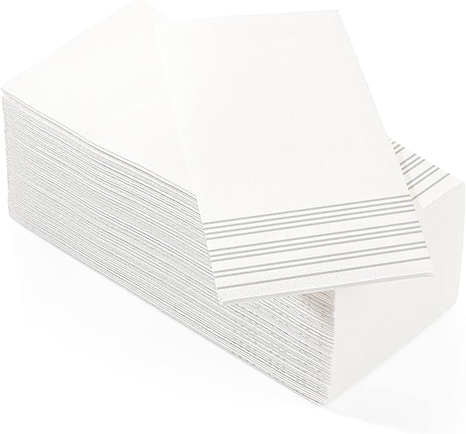50 Pack Linen Feel Guest Paper Hand Towels | Disposable Super Absorbent Airlaid Paper Towels For Bathroom, Party, Weddings, Or Events | 12 x 17 Inches 1/6 Folded Decorative Design