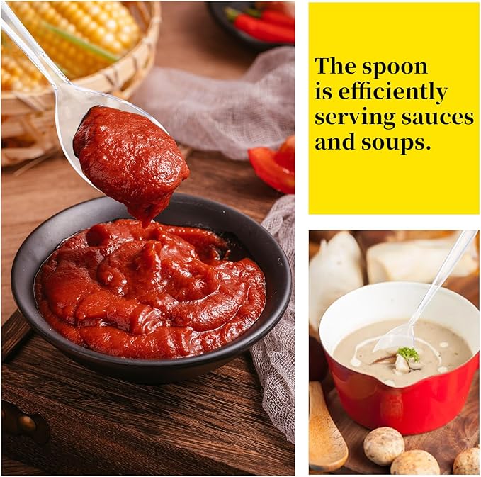 32 Pcs Disposable Plastic Serving Utensils Set with 8 Pcs 9.7" Spoons Forks, 8 Pcs 9.5" Knives, and 8 Pcs 6.3" Tongs for Serving Food, Cake, Birthday Party, Buffet, and Cutlery (Clear)