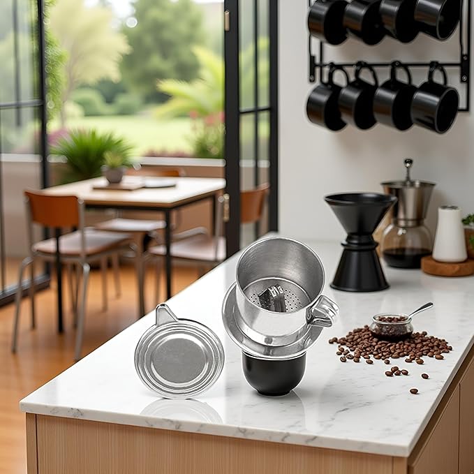 1 Set Vietnamese Coffee Filter Stainless Steel Coffee Pot Drip Infuse Cup Brewing Teapot No Need Paper Drip Coffee Pot Machine Filter Attractive processing