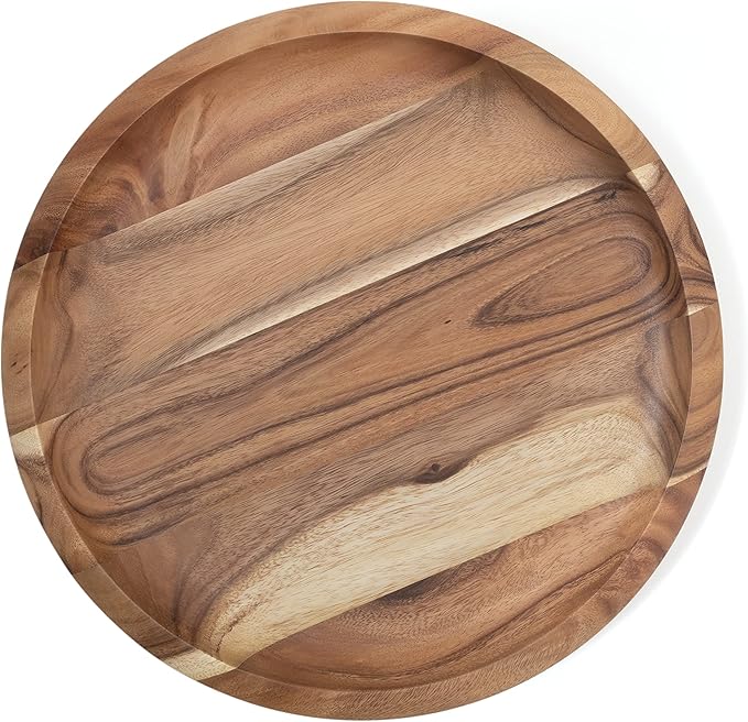 Lipper International 1281 Acacia Grand Centerpiece Platter for Serving for Meats, Cheeses, and Crackers, 18" Diameter x 2" Height