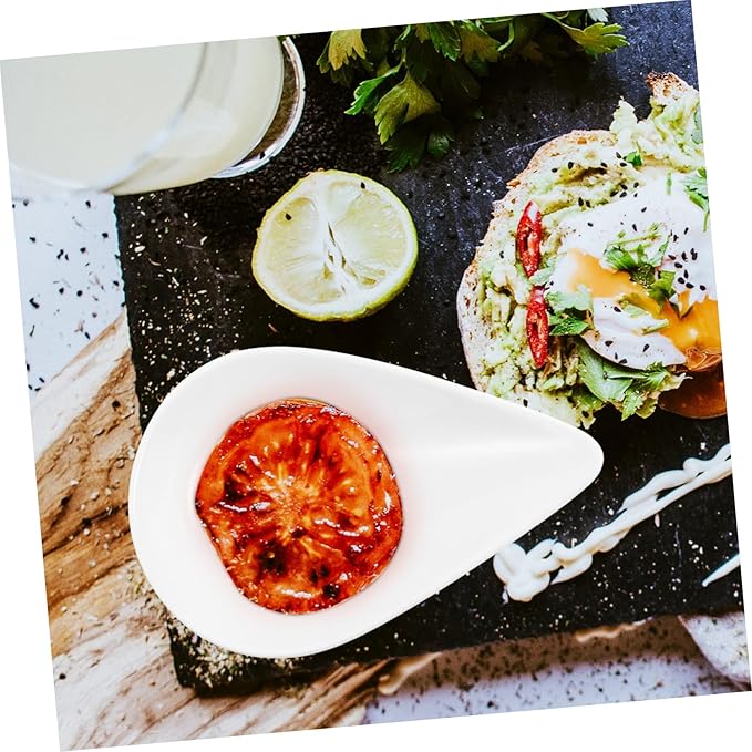 Cabilock 4pcs Sauce Dipping Plate Spoon Rest Ceramic Side Dish Bowl for Entertaining