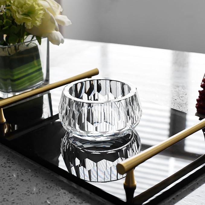 Crystal Candy Dish Hand-Cut Decorative Bowl W4.7 x H2.4 for Home Decor, Comes With Gift Box