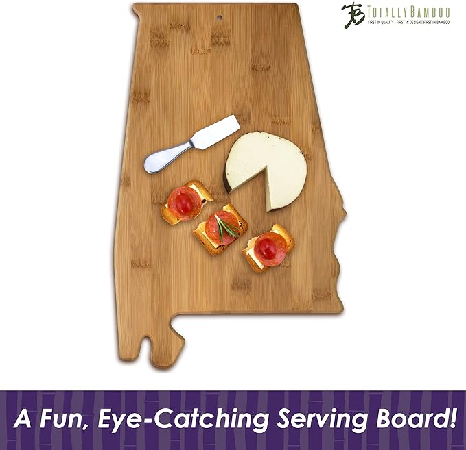 Totally Bamboo Alabama State Shaped Bamboo Serving and Cutting Board