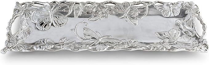 Arthur Court Designs Aluminum Butterfly Oblong Tray 18.5 inch x 6 inch