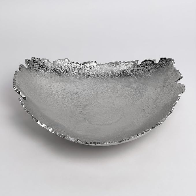 IHI est. 1986 Large 14 x 2.5 Silver Nickel Plated Aluminum Decorative Serving Tray - Elegant Ottoman Tray