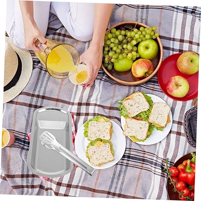 LIFKOME Clip Tray for Kitchen Stainless Steel Serving Trays Buffet Plate Easy to Clean Multifunctional Tableware Storage