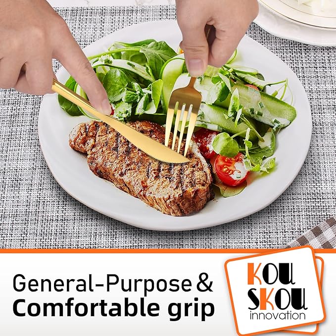 Mirror Gold Silverware Set, 20-Piece Flatware Cutlery Sets Service for 4, Mirror Polished Tableware Set, Utensils for Kitchens, Home and Restaurant, Dishwasher Safe