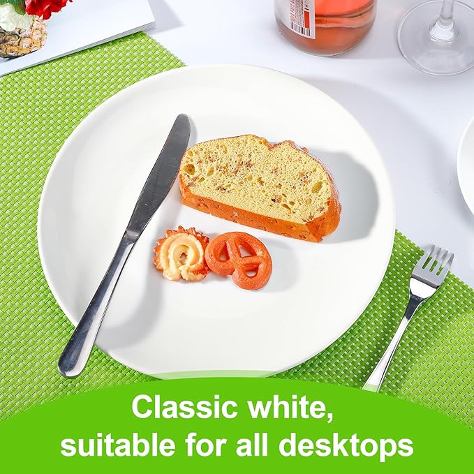 4 PCS Ceramic Salad Plates, 7 inch White Ceramic Plate, Small Appetizer Plates,Microwave, Oven, Dishwasher Safe, Round Porcelain Serving Plate for Kitchen Salad Dessert Appetizers