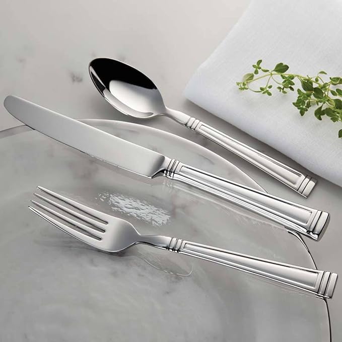 Lenox Esquire 65-Piece Flatware Set, 8.75 LB, Metallic,Silver