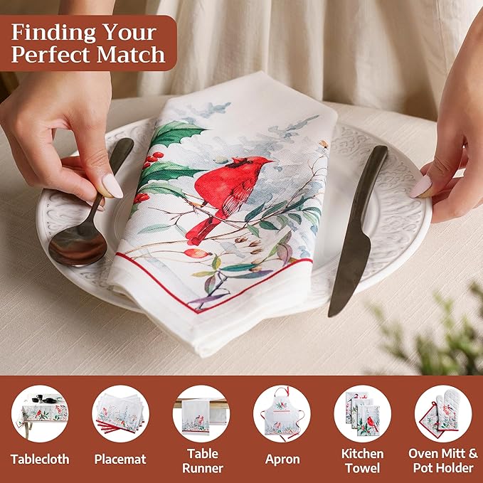 Maison d' Hermine Cloth Napkins Set of 4 100% Cotton for Thanksgiving Christmas Decorations Everyday Reusable Square Fall Napkins Cloth Washable Dinner Party (Morzine, 20"x20")