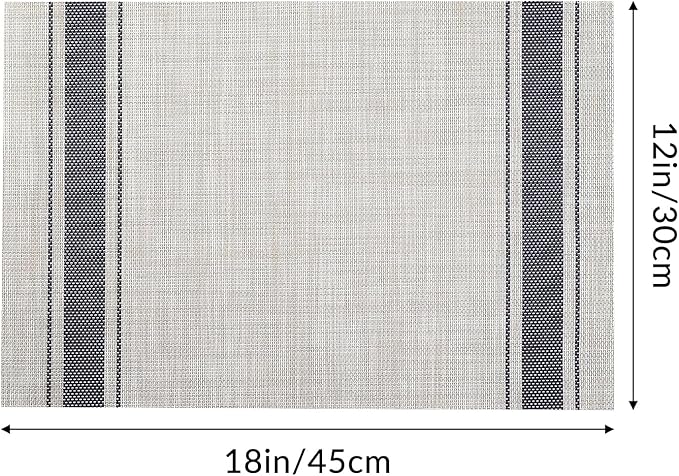 Plastic Woven Place Mats,Non-Slip,Set of 6,Waterproof Wipeable Dining Table Mats for Kitchen Table Indoor/Outdoor,Blue