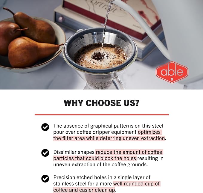 Able KONE: Reusable Stainless Steel Coffee Filter Compatible with Chemex