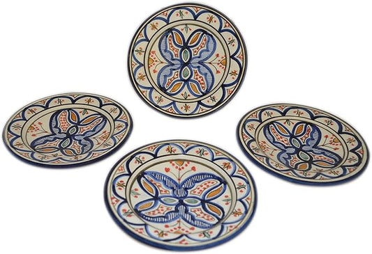 Moroccan Ceramic Plates Handmade Appetizer Tapas Serving Set Of 4 plates