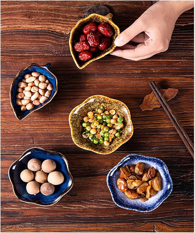 Appetizer Plates Retro Cuisine Restaurant Home Ceramic Small Plate Creative Snack Dish Soy Sauce Dish Dip Cheap Plates(A)
