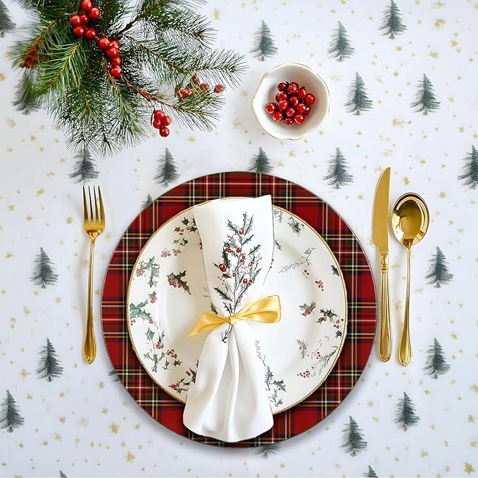 MAONAME 13" Red Charger Plates Set of 6, Plastic Charger for Dinner Plates, Christmas Plate Chargers, Round Chargers for Table Setting, Wedding Decor