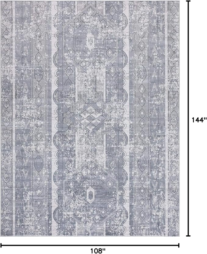 Rugs.com Oregon Collection Rug – 9' x 12' Gray Low-Pile Rug Perfect for Living Rooms, Large Dining Rooms, Open Floorplans