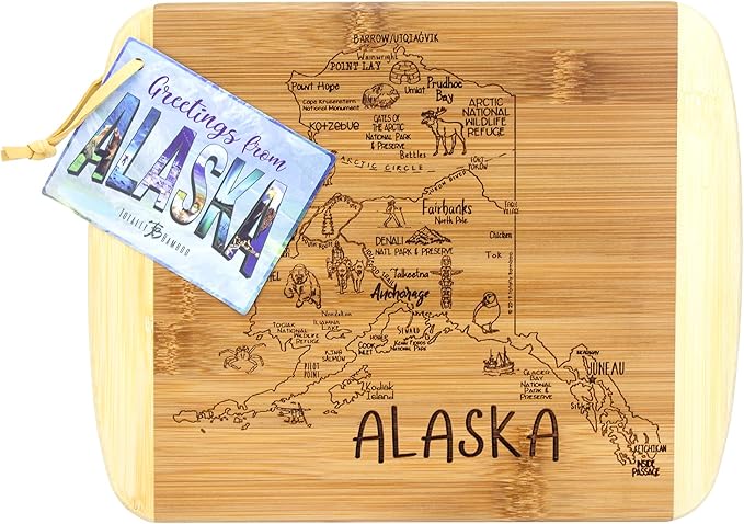 Totally Bamboo A Slice of Life Alaska State Serving and Cutting Board, 11" x 8.75"