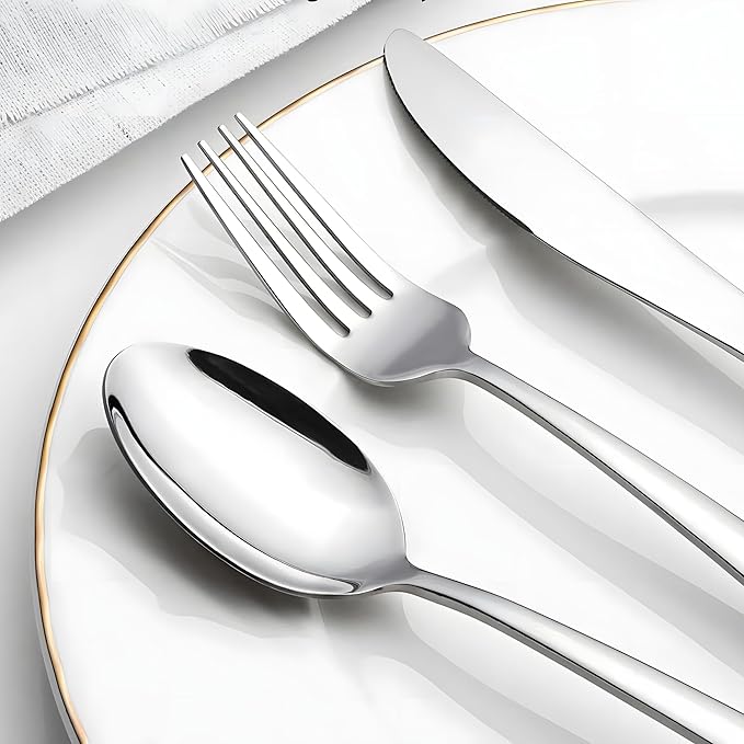 20-Piece Stainless Steel 18/10 Silverware Set for 4 – Heavy Duty, Dishwasher Safe Flatware with Long-Lasting Mirror Shine, Premium Cutlery Tableware for Everyday Dining and Gifting