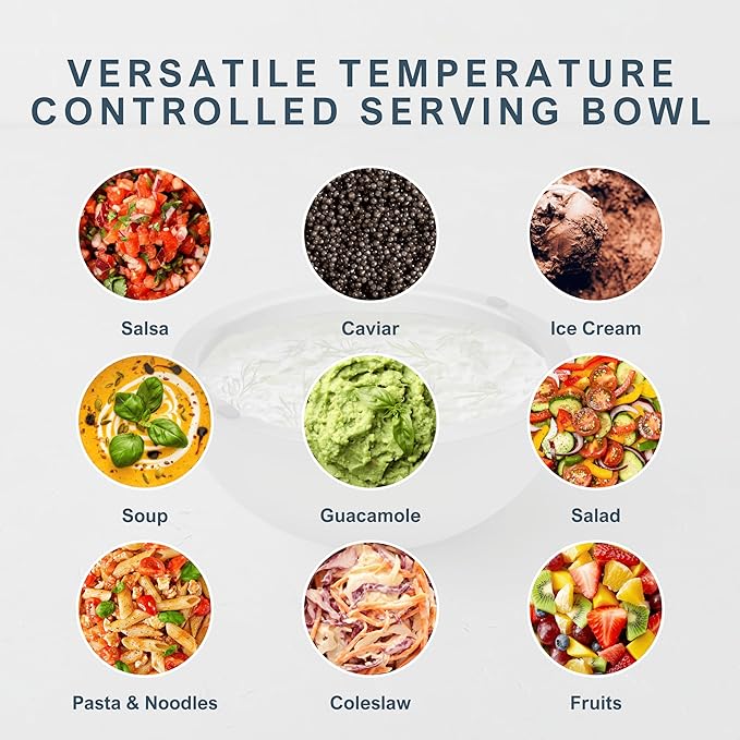 Dip Chiller Bowl - 35oz Capacity - Frozen Ice Stainless Steel Party Serving Bowl - Insulated Dip Dish Platter Keeps Salsa, Guacamole, Condiments, Sauces, Salad & Food Hot or Cold (2 Bowls)