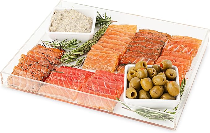 Hammont Acrylic Rectangular Tray - 10'x8'x1' - Transparent, Modern, Portable Cover - Bathroom Tray Organizer