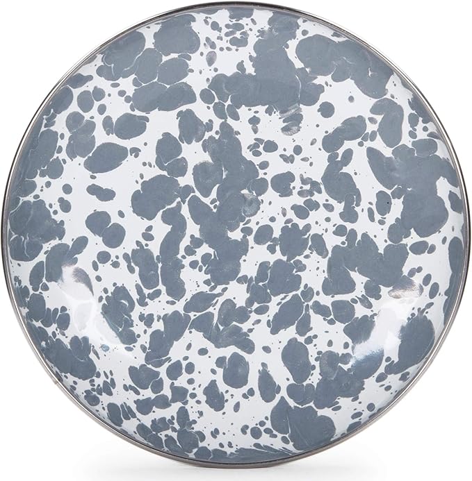 Golden Rabbit Enamelware Appetizer Plates, 6 inch, Grey Swirl, Set of 4
