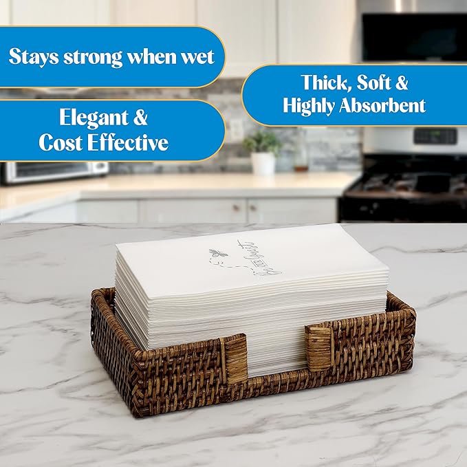 AMERICAN HOMESTEAD Disposable Hand Towels for Bathroom - Decorative Be Our Guest Silver Design - Linen-Like Guest Napkins for Events, or Dinner Parties - Paper Towels - 15.5" x 12" - 50 Count