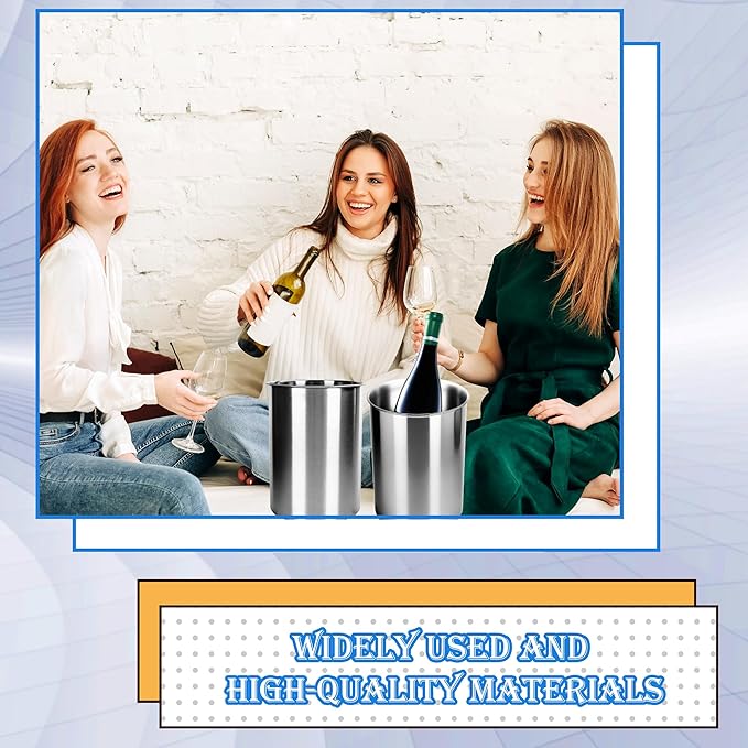 4 Pack Stainless Steel Wine Chiller Bucket Fits 750 ML Wine Bottle Cooler Keeps Cold Hours Insulated Champagne Beer Ice Bucket Bulk for Single Bottle for Parties Bar