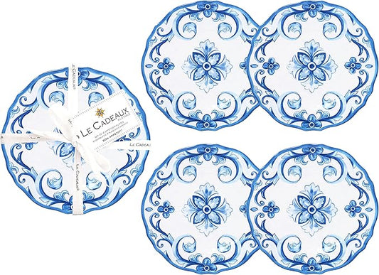 Le Cadeaux Melamine 6 inch Appetizer Plates, Set of 4, Mallorca