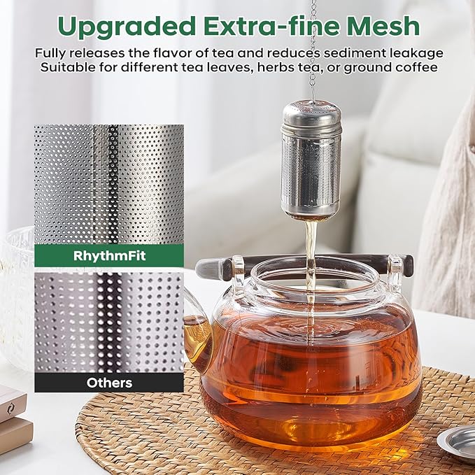 Tea Infuser For Loose Leaf Tea, Extra Fine Mesh Tea Diffusers For Loose Tea, 316L Stainless Steel Tea Strainer, Reusable Tea Steeper For Coffee, Herbs, Fruit, Spices（3.4oz）