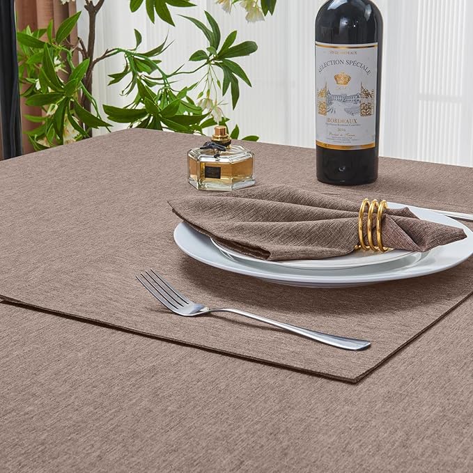 Rectangle Table Cloth Linen Farmhouse Stainproof Waterproof Washable Polyester Oblong Rectangular Fabric Table Cover for Kitchen Dining Dinner(Mocha/60x84 Inch)