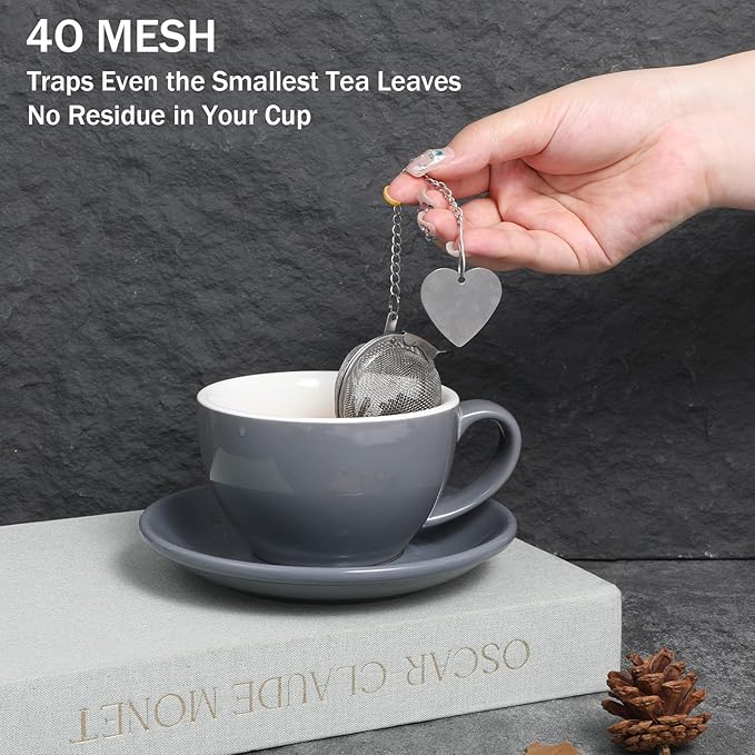 2 Pack Stainless Steel Mesh Tea Infuser with 1 Pack Bonus Tea Scoop Clip, Premium Fine Mesh Tea Ball Filter Upgraded Tea Diffusers Steeper for Loose Leaf Tea Spices Seasonings