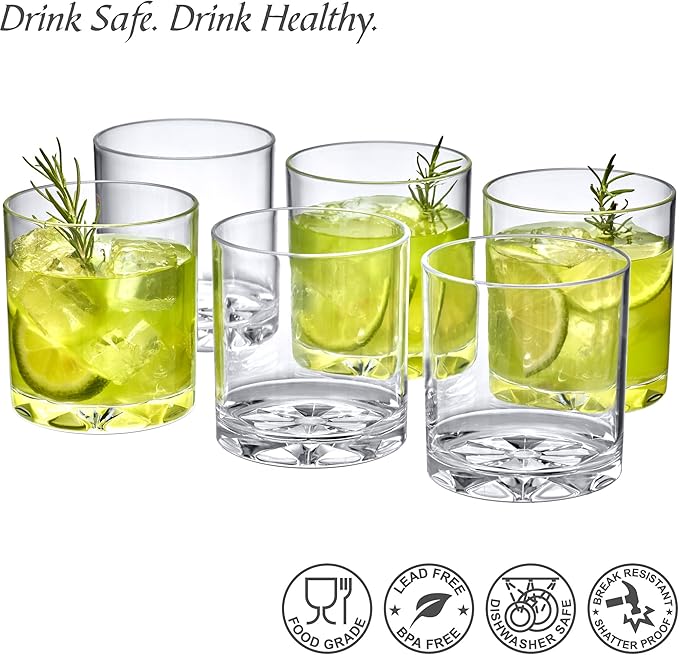 Amazing Abby - Liberty - 12-Ounce Plastic Tumblers (Set of 6), Plastic Drinking Glasses, Reusable Plastic Cups, BPA-Free, Shatter-Proof, Dishwasher-Safe (Made of Plastic, NOT Glass)