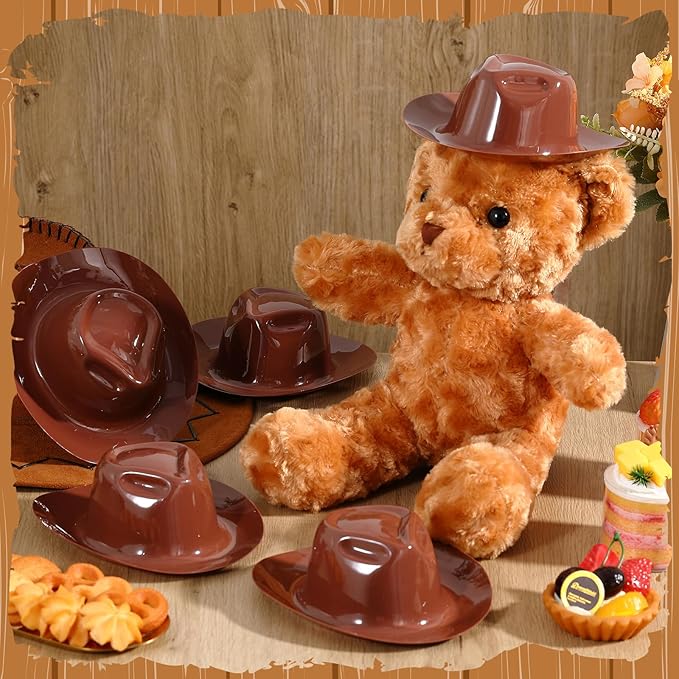 Uiifan 48 Pcs Cowboy Hats Ice Cream Bowls Snacks Yogurt Cups Cowboy Doll Hat for Crafts Dollhouse Decor Western Party Favor