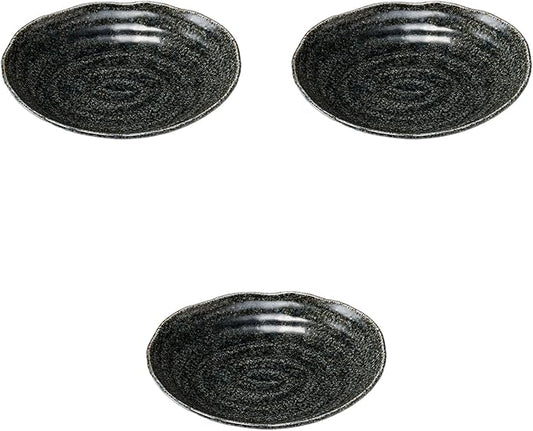 Set of 3, Old Pottery 6.5 Plates (Indigo) (Indigo) 8.0 x 7.6 x 1.3 inches (20.3 x 19.2 x 3.3 cm) | Central Plate Ceramics Setomonohonpo