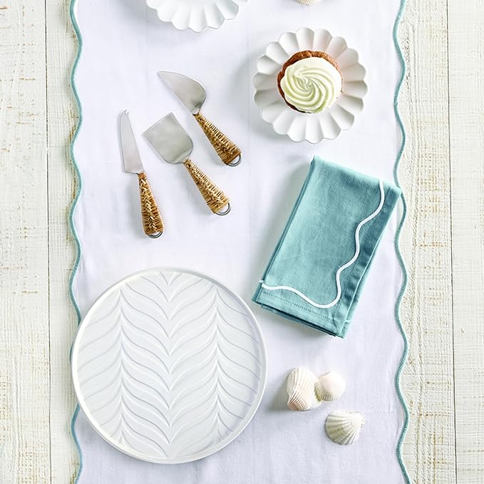 Santa Barbara Design Studio Appetizer Plate Set - 6" Ceramic Dessert Plates with Scalloped Rim, 4-Count, White