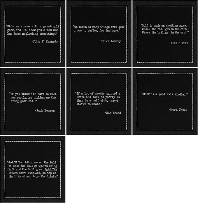 Five Star Funny Golf Humor Quotes | Black Cotton Cocktail Napkins | 50 Luxury Disposable Beverage Napkins with Witty Bar Quotes | Drink Napkins for Parties, Bars, Weddings & Game Nights