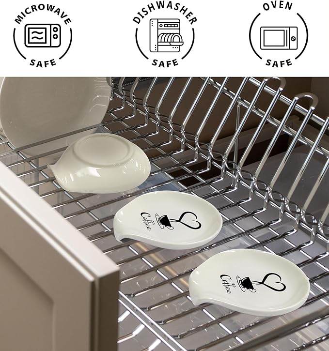 Coffee Spoon Rest, Coffee Bar Accessories & Spoon Holder,Funny Coffee Quotes Ceramic Spoon Holder for Coffee Lovers Gifts for Friend Wife Husband Sister (White-6)