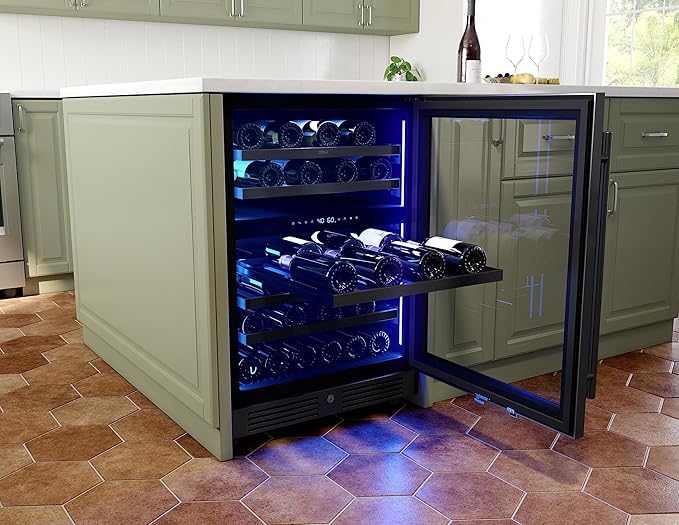 Zephyr PRW24C02C Presrv 24 Inch Wide 45 Bottle Capacity Built-In/Free Standing Dual Zone Wine Cooler with Vibration Dampening System - Black Stainless Steel