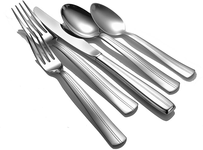 Liberty Tabletop Cedarcrest 65-piece service for 12 18/10 Flatware Set, Includes Serving Pieces Made in USA