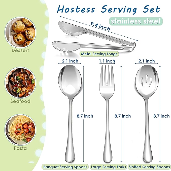 Herogo Heavy Duty Silverware Set with Serving Utensils, 72-Piece Stainless Steel Heavy Weight Modern Flatware Set for 12, Fancy Cutlery for Home Wedding, Dishwasher Safe, Mirror Finished